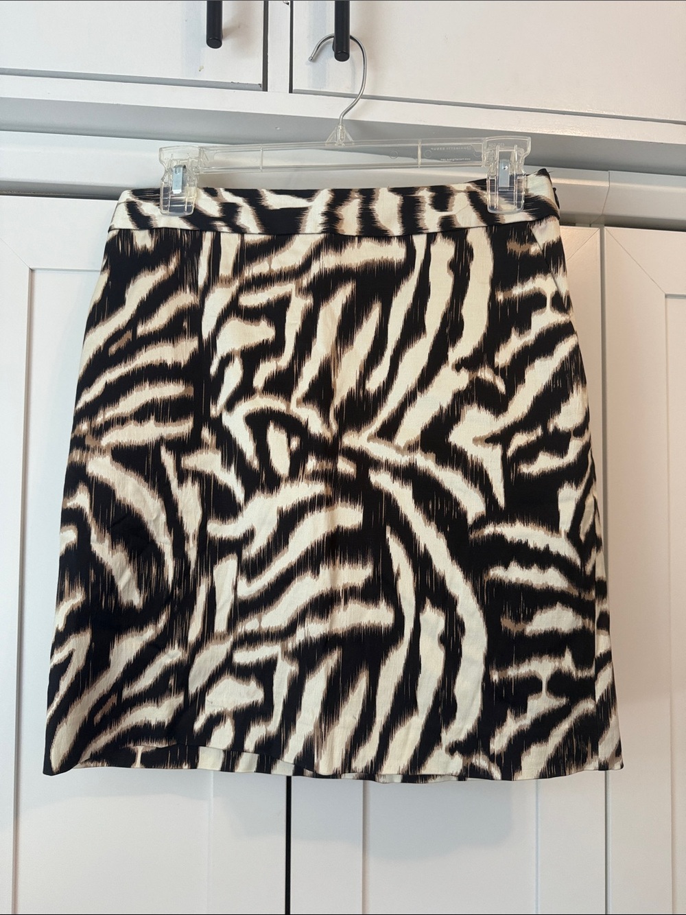 Ann Taylor Black Animal Print satin pencil skirt